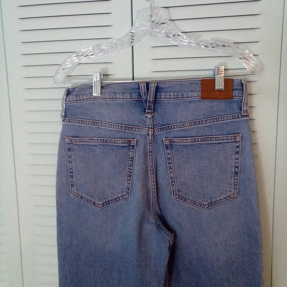 J. CREW 28 SLIM WIDE LEG RAW HEM HIGH RISE STYLE#BR863 SP23 INDIGO BLUE MED WASH - Picture 4 of 13
